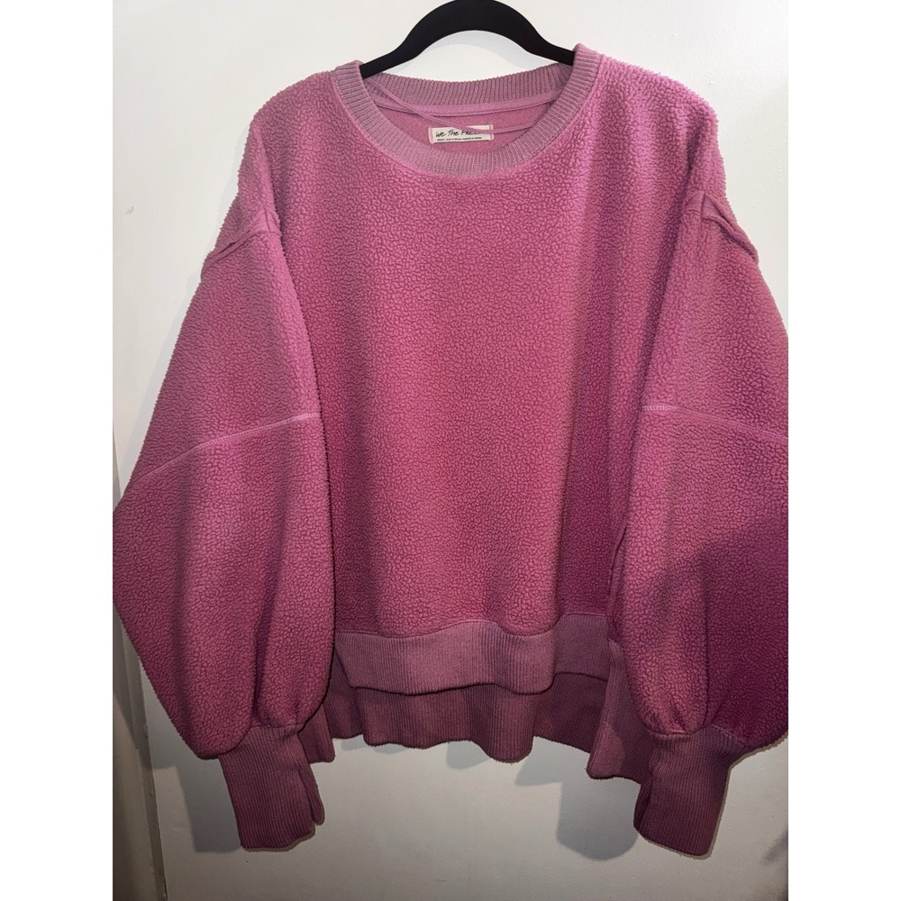 We The Free Free People Pink Teddy Fleece Cozy Camden Oversized Sweatshirt S - Picture 4 of 11
